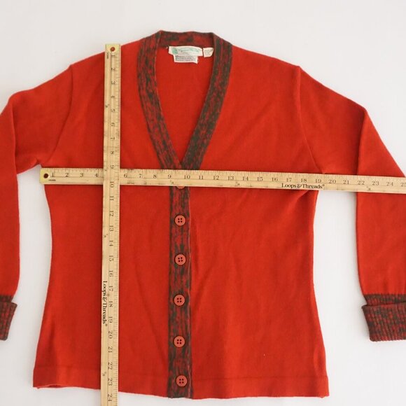Vintage Gino Pabli Red Knit 40% Wool Fine Knit Cardigan Sweater M - Picture 4 of 10